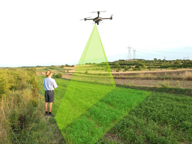 Drone scouting with infrared over a field portion