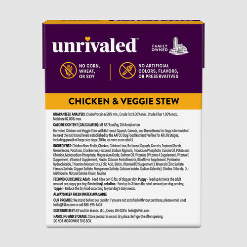 Unrivaled Chicken & Veggie Stew With Butternut Squash, Carrots and Green Beans Dog Food