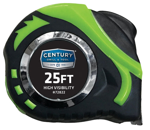 Century Drill And Tool Tape Measure High Visibility 25ft Length 1″ Blade Width (25' X 1)