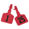 Y-Tex 3 Star Medium Red Cattle ID Ear Tags Numbered 1-25